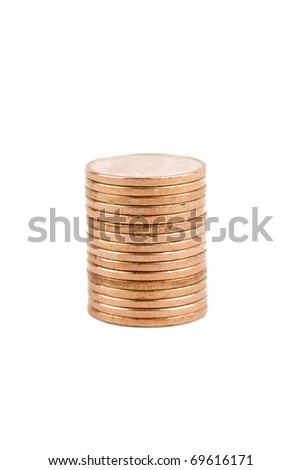 Stack of Gold Coins Isolated on White Background