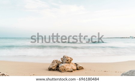 A group of rocks and the mediterranean sea in Majorca, Spain. Balearic Islands 
