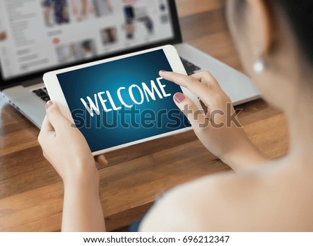 WELCOME Concept Communication Business open welcome to the team Teamwork