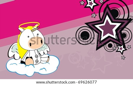 angel unicorn plush cartoon background in vector format