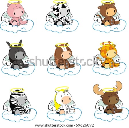 animal plush set cartoon background in vector format