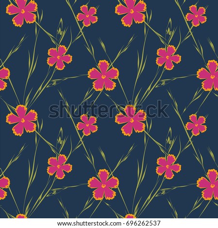 Seamless pattern with little pink flowers. Vector illustration 