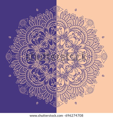 Decorative mandala vintage pattern for print, embroidery design. Stylized floral round ornament. Tribal ethnic arabic, indian decor. Colorful graphic background