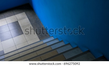 The vintage style of the stair in blue and brown tone
