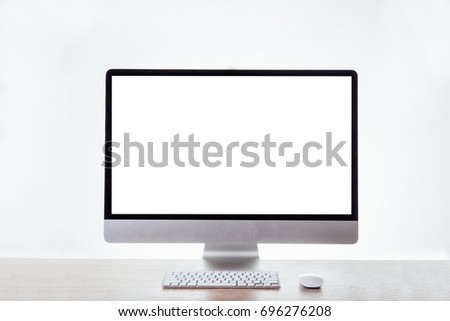 office workplace on office table on white screen background for copyspace