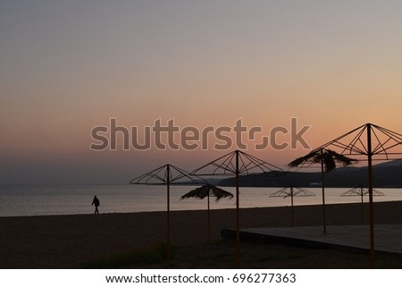 Evening, sea, beach. Shamora Bay. Primorye. Russia.