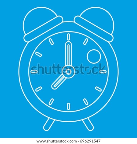 Retro alarm clock icon blue outline style isolated vector illustration. Thin line sign