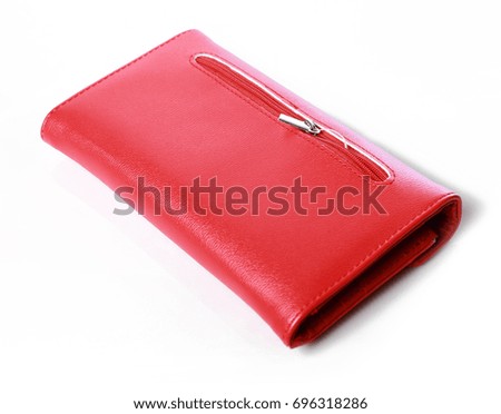 Red Leather Wallet Purse 