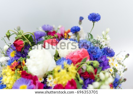 Bouquet of wildflowers. Bunch of wild herbs and flowers from the field.