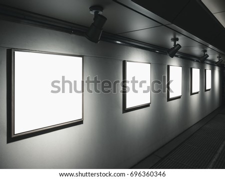 Mock up Frame on wall with lighting Art Gallery display indoor