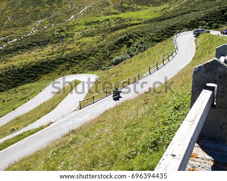 SplugenPass, Switzerland: image ho the road on northside of the pass