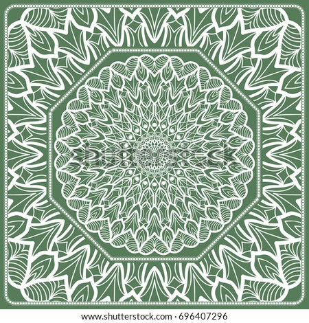 Openwork geometric Pattern for Print. Vector illustration. Green color. Template print for Textile, Fabric, Phone Case