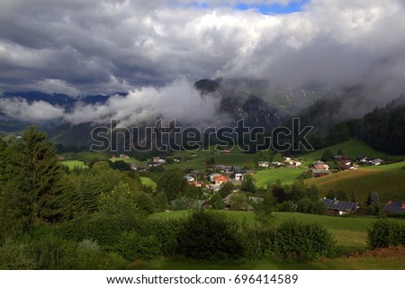 Morning alpine scenery in Oberau, Berchtesgaden, Germany