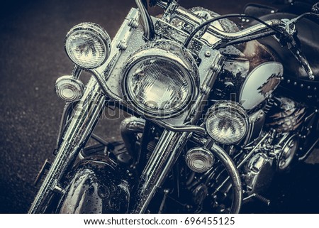 Vintage Motorcycle. Close up view.
