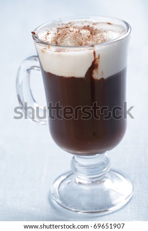 Chocolate with ice cream in the glass