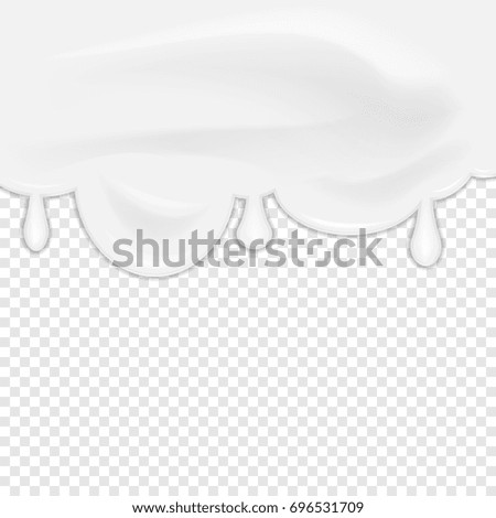 Melted cream dripping isolated on transparent background. Vector illustration. Eps 10.