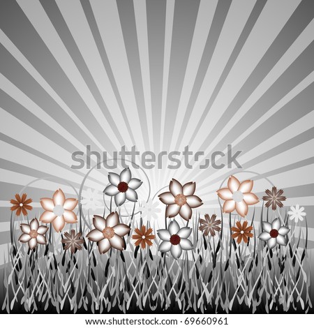 Flowers on the grass field