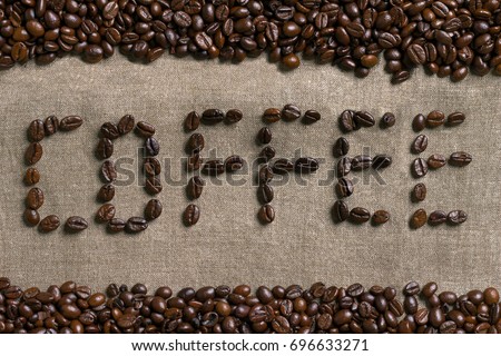 Inscription of coffee with coffee beans.