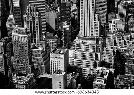 Black and White close up of Manhattan's Midtown. New York City.
