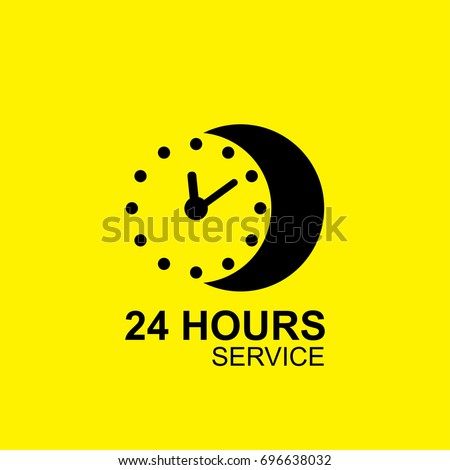 Clock logo design vector with 24 hours service concept Royalty-Free Stock Photo #696638032