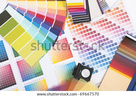 colour spectrum of swatches as used by a graphic designer or painter