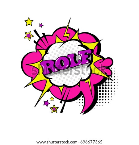Comic Speech Chat Bubble Pop Art Style Rolf Expression Text Icon Vector Illustration