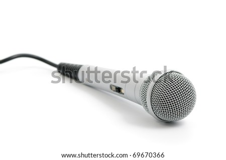 silver color microphone on white background