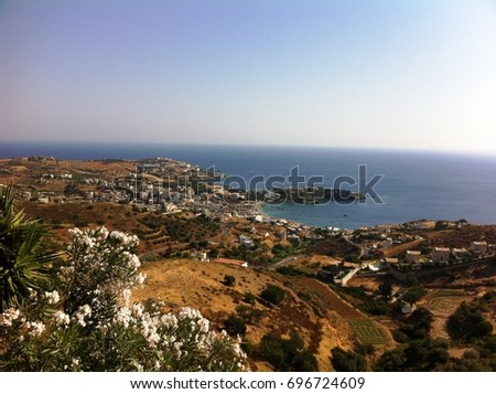 View from the hill top over Salida golf, Northern coast of Crete, Greece