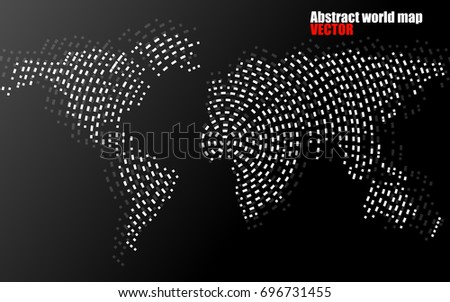 Abstract world map of radial lines. Vector illustration. Eps 10