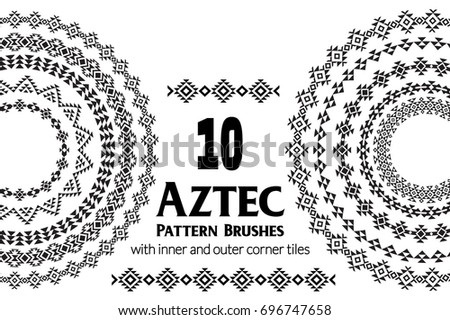Aztec vector pattern brushes with inner and outer corner tiles. Can be used for borders, ornaments, frames and design elements. All used brushes are included in brush palette.