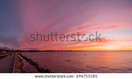 Panorama of Tallinn at sunset of the day.