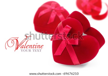 Red velvet Heart-shaped Gift Box on a white background