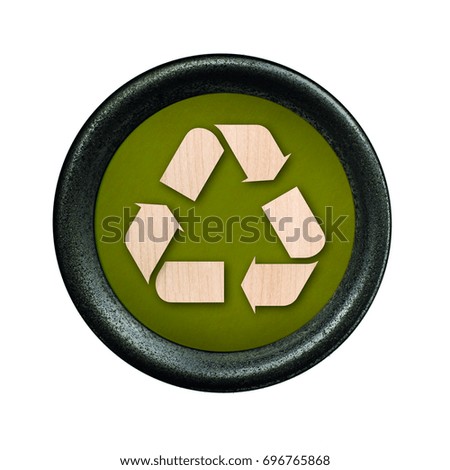 Recycling symbol button, key