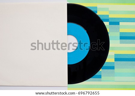 music vinyl long play records and cover - free space for text - colorful design