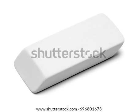 Clean White Eraser Isolated on White Background. Royalty-Free Stock Photo #696801673