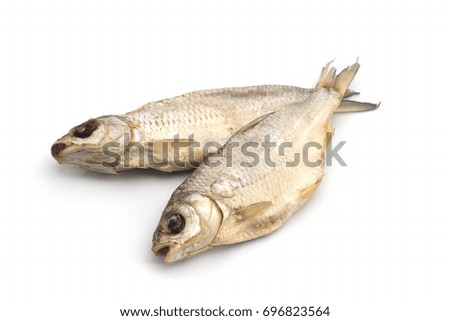Fish dried ram it is isolated on a white background