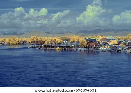 infrared picture Fishing village