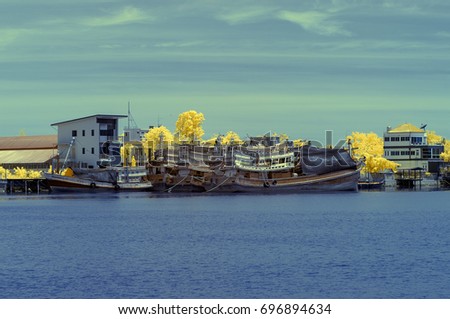 infrared picture Fishing village