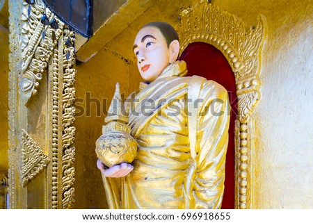 Buddha statue at yele paya pagoda,Thanlyin, Myanmar 