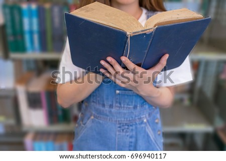 girl reading the Book. Education