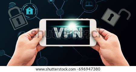 Network security VPN system by programmer on the smart phone screen