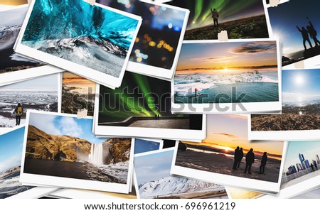 Collage of traveling picture photograph in Iceland