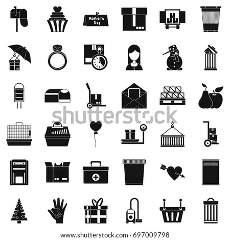 Box icons set. Simple style of 36 box vector icons for web isolated on white background