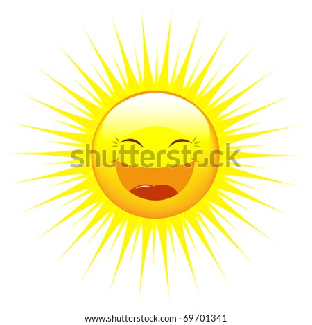 Cartoon Sun, Isolated On White Background