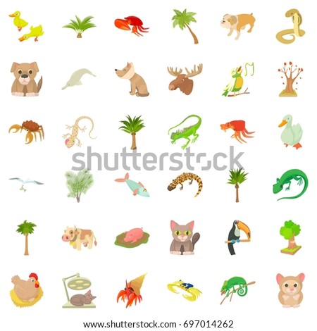 Animal icons set. Cartoon style of 36 animal vector icons for web isolated on white background