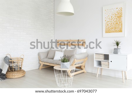 Simple lagom living room in white minimalist apartment