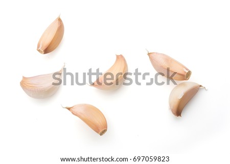 Garlic set isolated on white background Royalty-Free Stock Photo #697059823