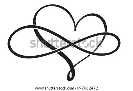 flourish calligraphy vintage heart infinity. Illustration vector hand drawn EPS 10