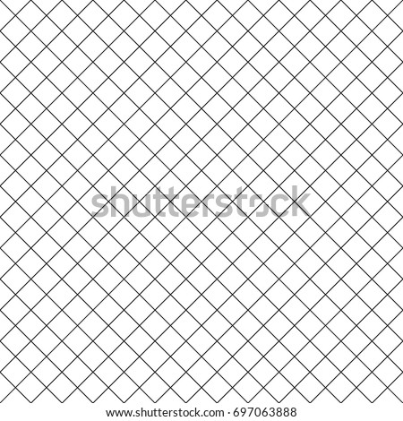 Seamless surface pattern with mini diamond ornament. Black diagonal stripes grill on white background. Grid motif. Crossed lines wallpaper. Checkered image. Digital paper for print. Rhombuses vector.