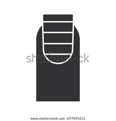 Striped nail art design glyph icon. Silhouette symbol. Classic square manicure. Negative space. Vector isolated illustration